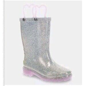Western Chief Abby Toddler Girls Glitter Rubber Pull On Waterproof Rain Boot